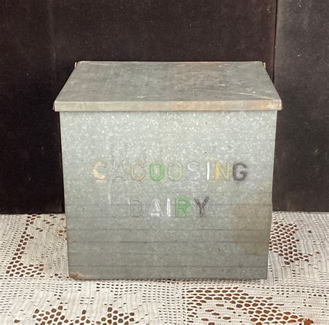 galvanized metal yellowstone dairy milk box|milk boxes for sale.